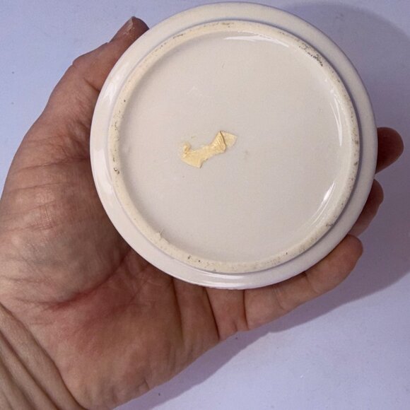 Vtg Japanese Porcelain Trinket Box with Birds & Blossoms Hand Painted Round Dish - Picture 8 of 8